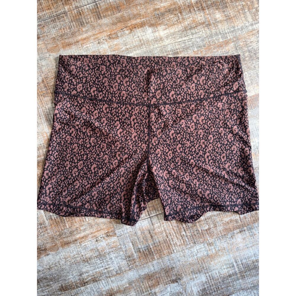 Plus Size High Rise Brown Black Animal Print Compression Biker Shorts Size 3X
